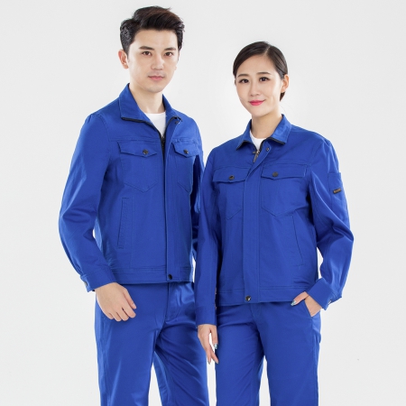 湖藍色全棉長袖工作服AC16-4